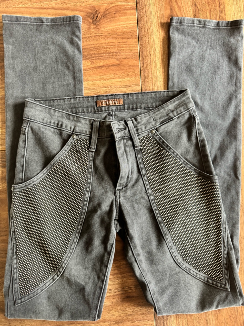 James Jeans Gray Straight Leg Studded Pocket Jeans